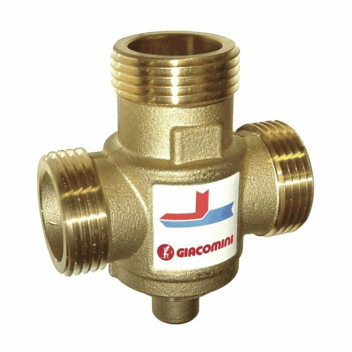 Клапан смесительный термостатический R157A латунь для твердотопливных котлов Ду 25 НР 1" Ру10 Kvs=3.2м3/ч Tн=60С Giacomini R157AY053