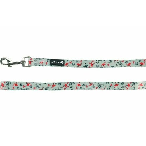 Поводок Flamingo SAMAR 120 см 15 мм светло-зелёный с рисунком фламинго 637₽