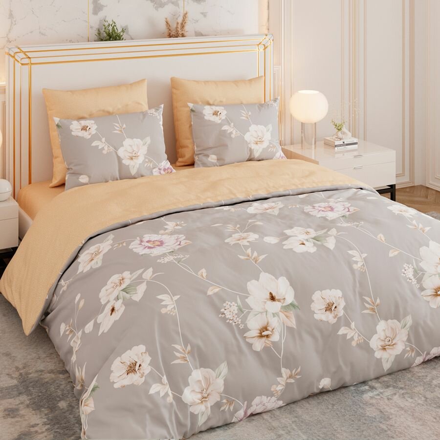 фото Постельное белье 2 спальное с цветами Cleo Pure Cotton комплект поплин хлопок