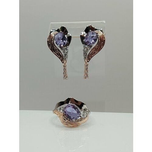 Комплект бижутерии, александрит синтетический, серебряный