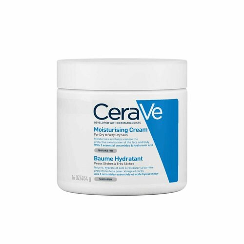 CeraVe Крем для лица и тела Moisturising Cream baume hydratant Увлажняющий для сухой и очень сухой кожи лица и тела, 454g .