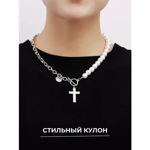фото Колье magixx, жемчуг имитация, белый, серый