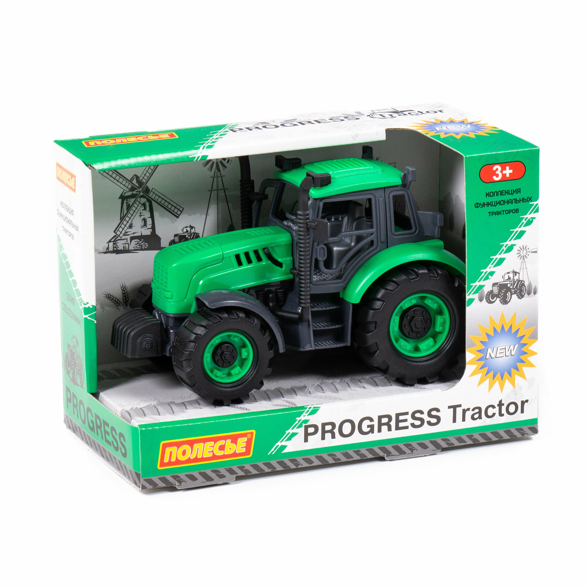 Трактор Полесье "Прогресс" инерционный (зелёный) (в коробке)