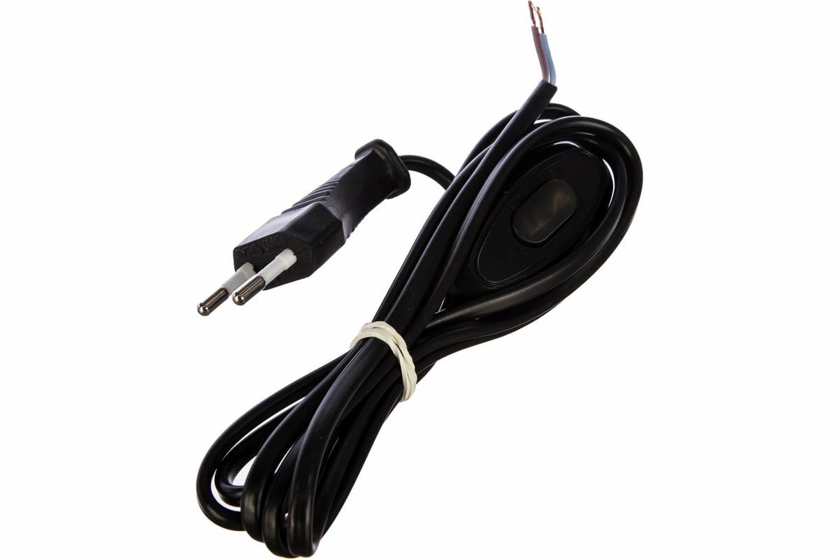 Шнур для бра с проходным выключателем черный ШВВП 2х075 17м UNIVersal А1060 Ч