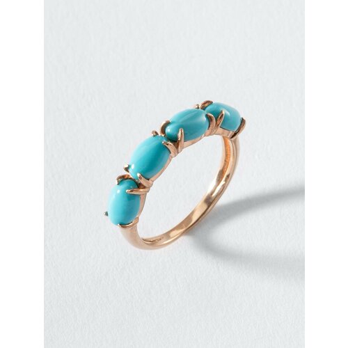 Кольцо KAPLI jewelry, серебро, 925 проба, золочение, бирюза, размер 16.5, ширина 2 мм, голубой/розовый