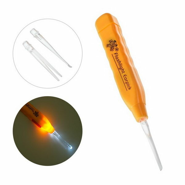 Палочка для чистки ушей Luazon LES-03, LED-подсветка, 3 насадки, от батареек