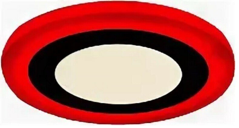 Светильник светодиодный с декоративной подсветкой круглый,6+3W, красный, IP20 (10206)