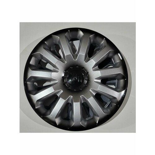 Колпаки автомобильные А-1 серебристо-черные 15, 4 шт.