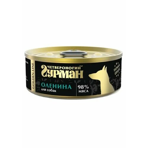 6 ШТ Четвероногий Гурман Golden Line Влажный корм (консервы) для собак, с олениной, 100 гр.