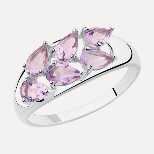 Изображение товара Кольцо, серебро, 925 проба, родирование, аметист