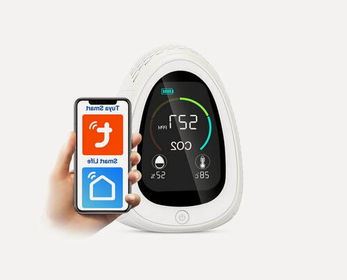 Изображение товара Умный многофункциональный датчик Tuya Wi-Fi детектор воздуха 4 в 1 Мод: HT-WT 01/41 (CO2) (U60679VA): углекислый газ (CO2), влажность, температура,