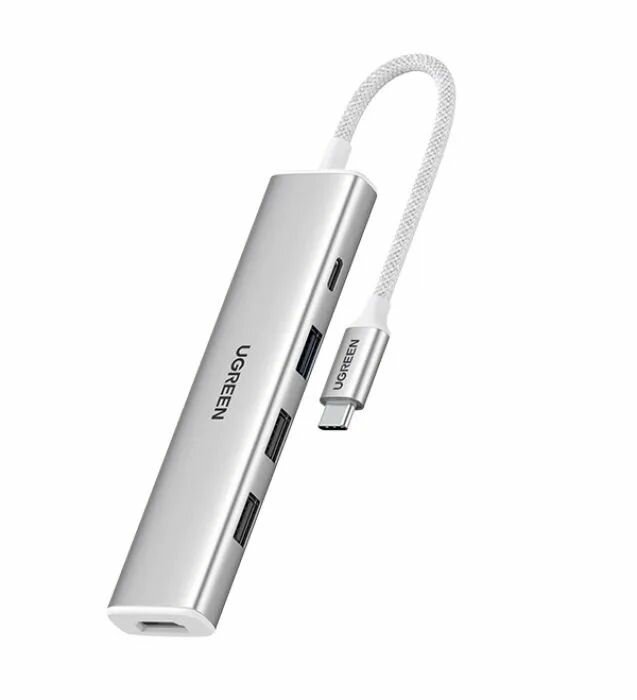 Конвертер многофункциональный UGREEN CM478 (35580) USB-C To HDMI 4K@30Hz+3*USB 3.0 A+PD Power Converter. Цвет: кремовый белый.