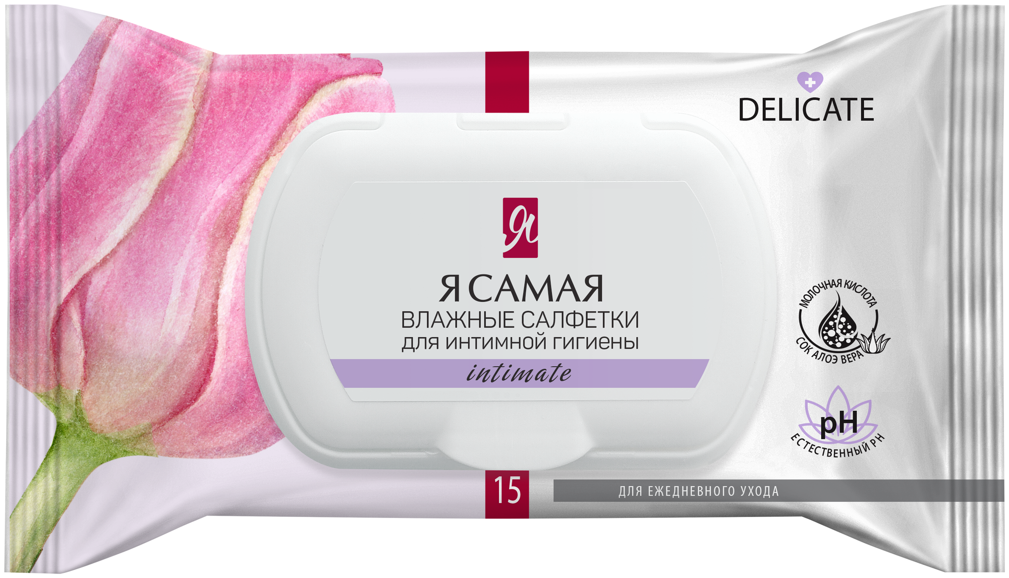Я Самая влажные салфетки для интимной гигиены Алоэ, алоэ, флоу-пак, 76 г
