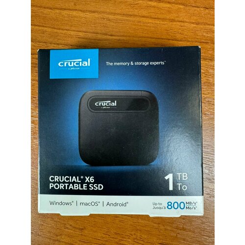 Внешний твердотельный накопитель SSD Crucial X6 1TБ CT1000X6SSD9 USB 32 Gen 2 Type-C чтение - 800 Мбайтсек 10950₽
