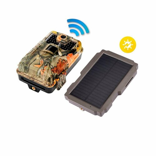 Комплект Wi-Fi 4К фотоловушка для охоты с уличной солнечной батареей Филин-WiFi-900 ПРОФ Рус Q26550KOM и SP-08 Dual 17286₽
