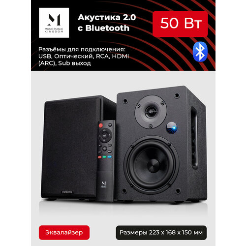 Активная акустическая система 20 Music Public Kingdom BS050 Bluetooth 53 мощность 50 Вт 12554₽