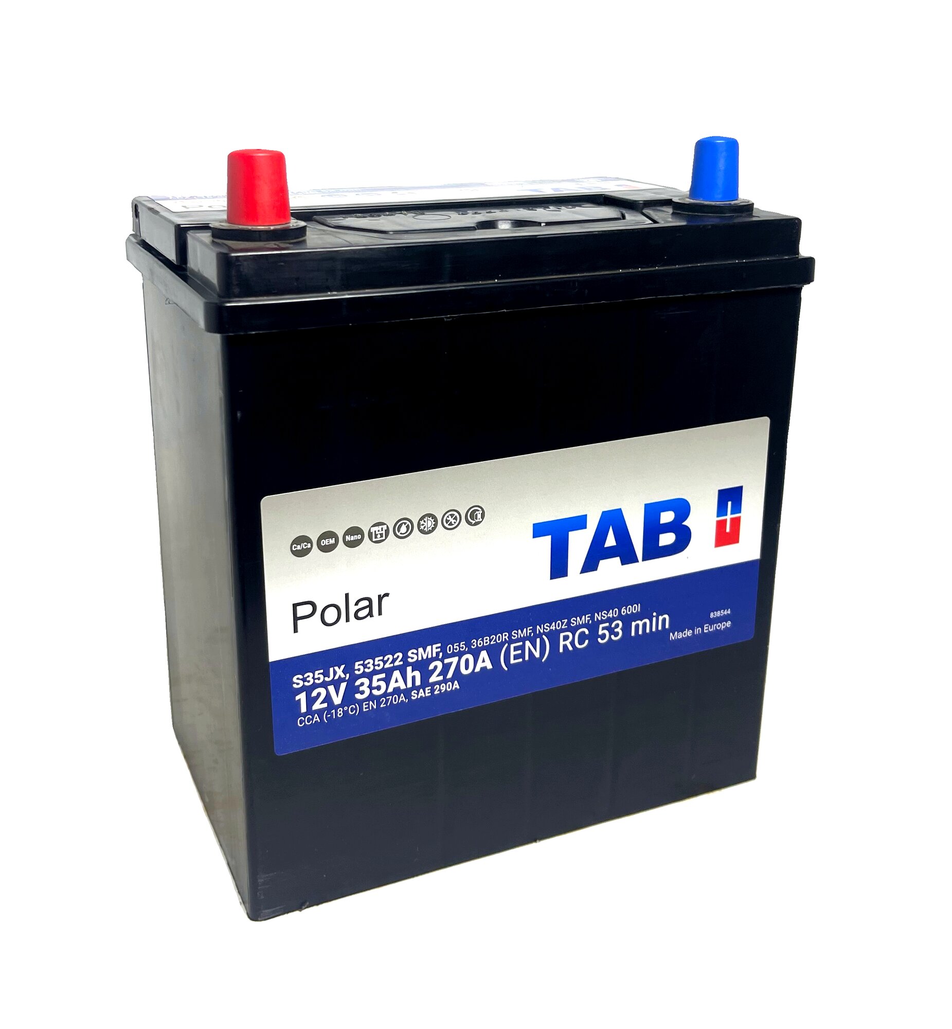 Автомобильный аккумулятор TAB Polar 6СТ-35.1 (53522) яп. ст/тонк.кл., ъ (1) прямая полярность
