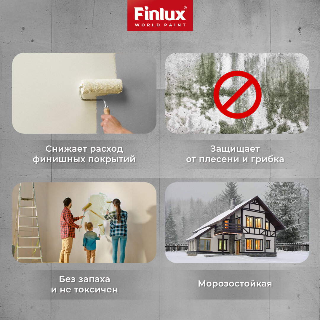 Грунтовка глубокого проникновения для любых видов внутренних и наружных работ Finlux F-17 Euro, 1л — фото 1