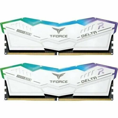 Модуль памяти DDR5 TEAMGROUP T-Force Delta RGB 64GB 2x32GB 6000MHz CL38 38-46-46-76 135V FF4D564G6000HC38GDC01 white 21450₽