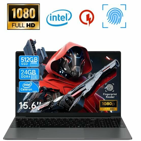 Игровой ноутбук PXXKJOER, экран 15,6", SSD 512ГБ, Windows 11 Pro