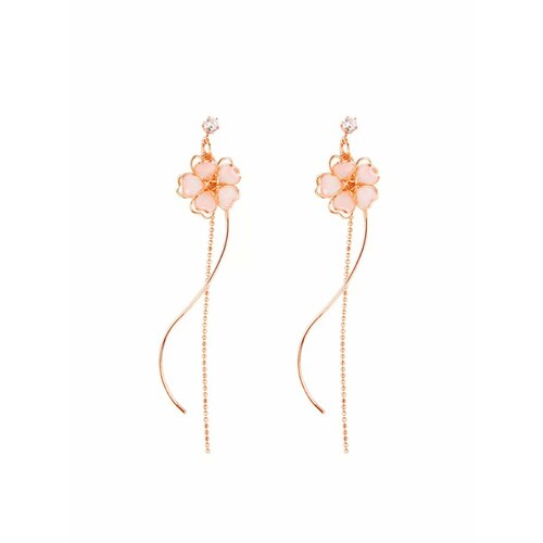 фото Серьги пусеты, эмаль, золотой, розовый be self true jewel