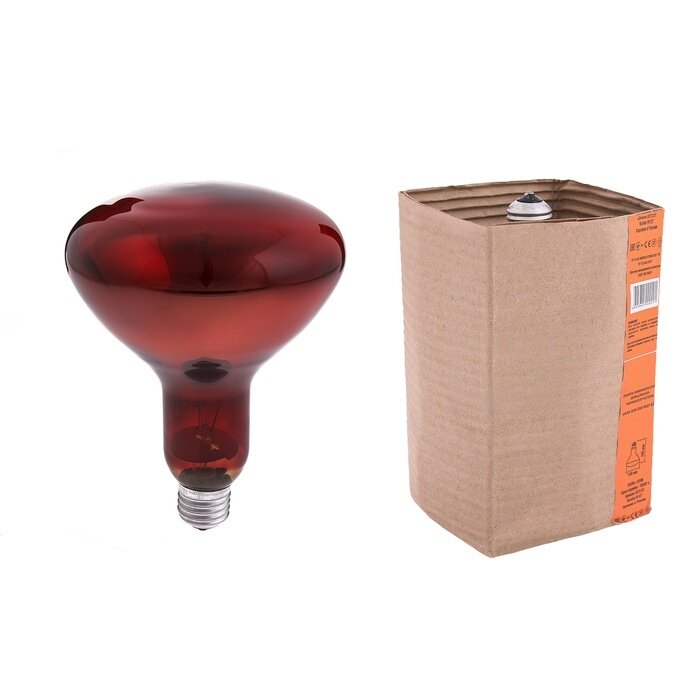 Лампа Sima-land инфракрасная, 250 Вт, Е 27, 220В, длина волны 2500 нм, красная колба (Б0042980)