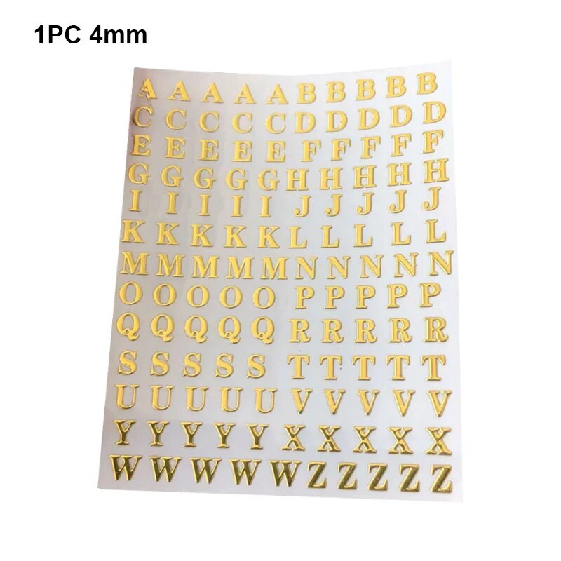 Набор декоративных наклеек из эпоксидной смолы, буквы алфавита, 5 шт, 1PC-4mm