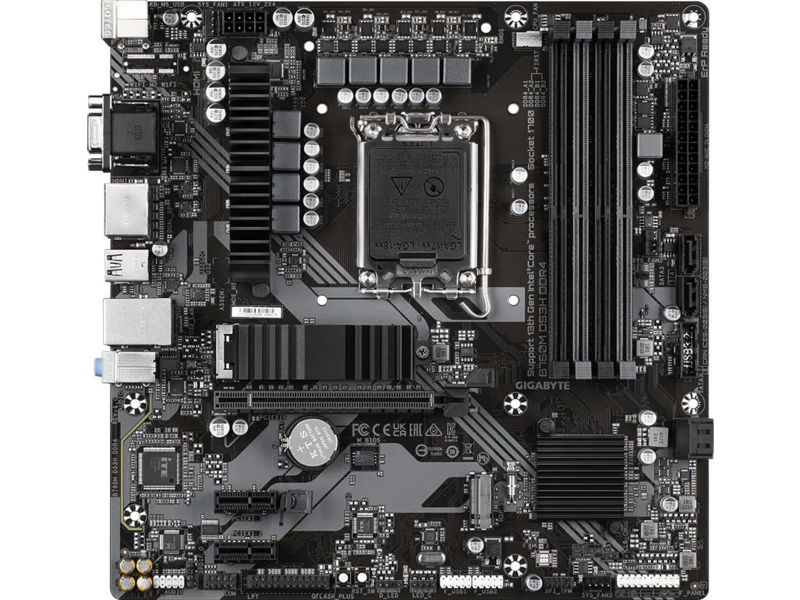 Материнская плата GIGABYTE B760M DS3H DDR4 (LGA1700/B760/4xDDR4/mATX/RAID/DP, HDMI, VGA) (B760M DS3H DDR4) — фото 1