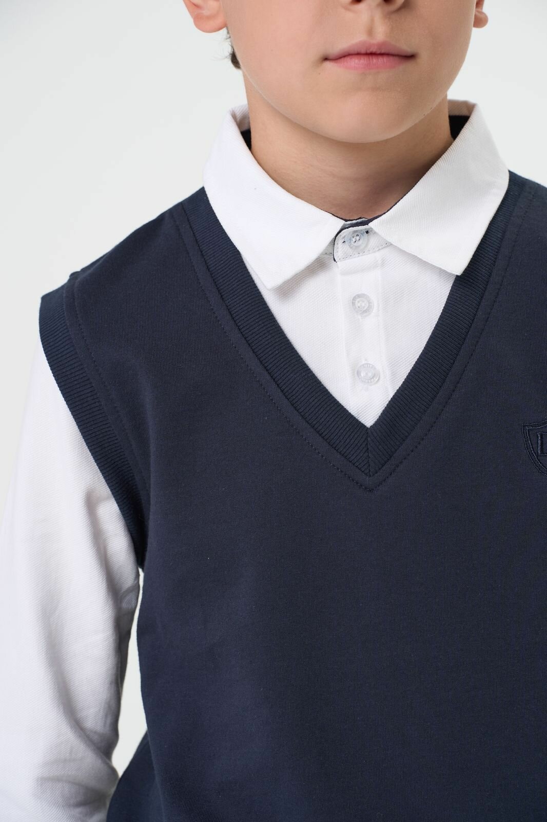 Джемпер Daniele Patrici "Школьная коллекция", размер 9-10, белый, синий — фото 1