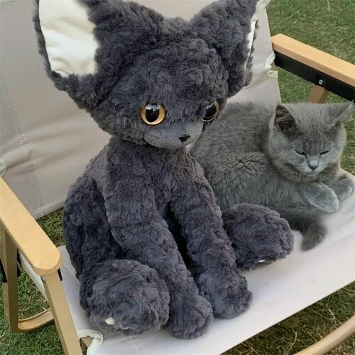 Изображение товара Мягкая игрушка Немецкий кот, кот Девон, 35 см черный