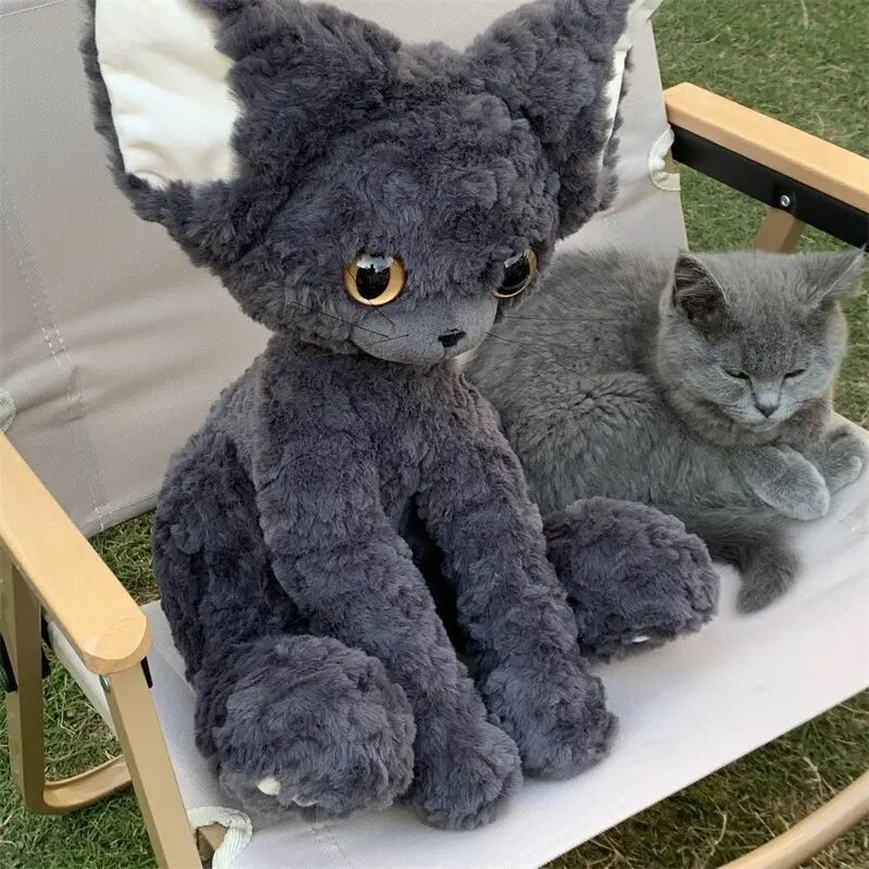 Мягкая игрушка Немецкий кот  кот Девон  35 см черный