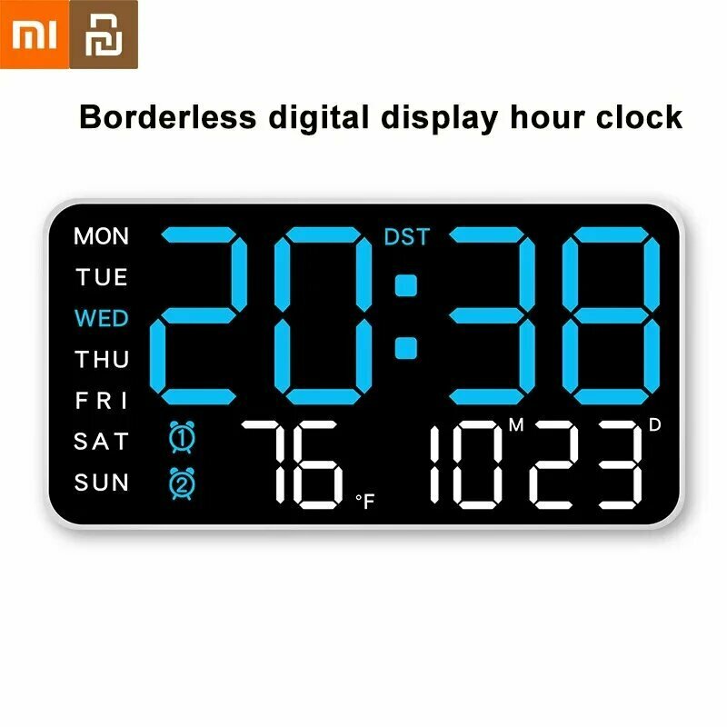 Картинки Настенные часы Xiaomi Youpin, светодиодные, с будильником, синие