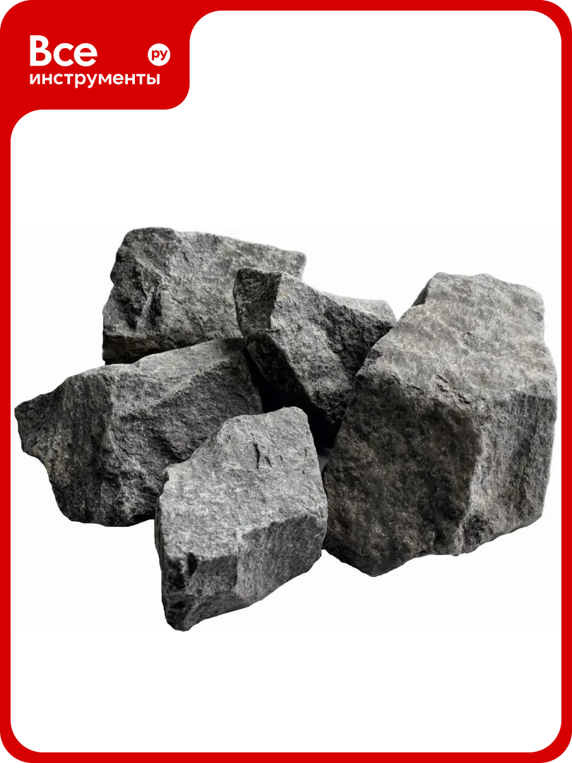 Камень для бани спец Габбро диабаз колотый  коробка 20 кг  фракция 70 120 мм ГБР ДБЗ АНТ