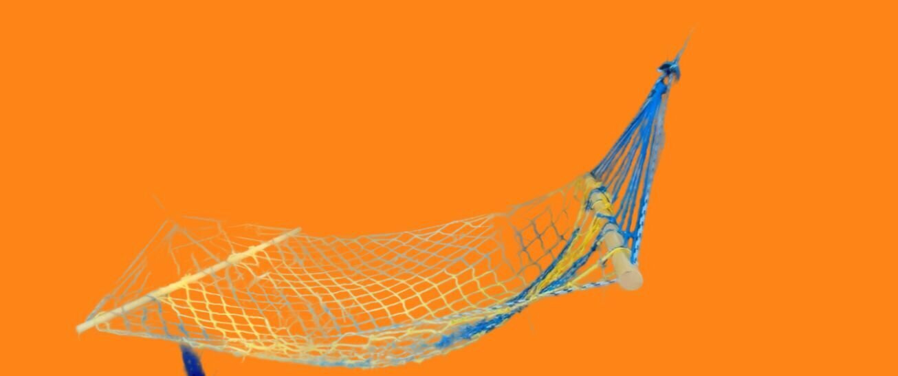 Гамак подвесной Сине-желтый, сетчатый с нагрузкой до 100 кг, — фото 1