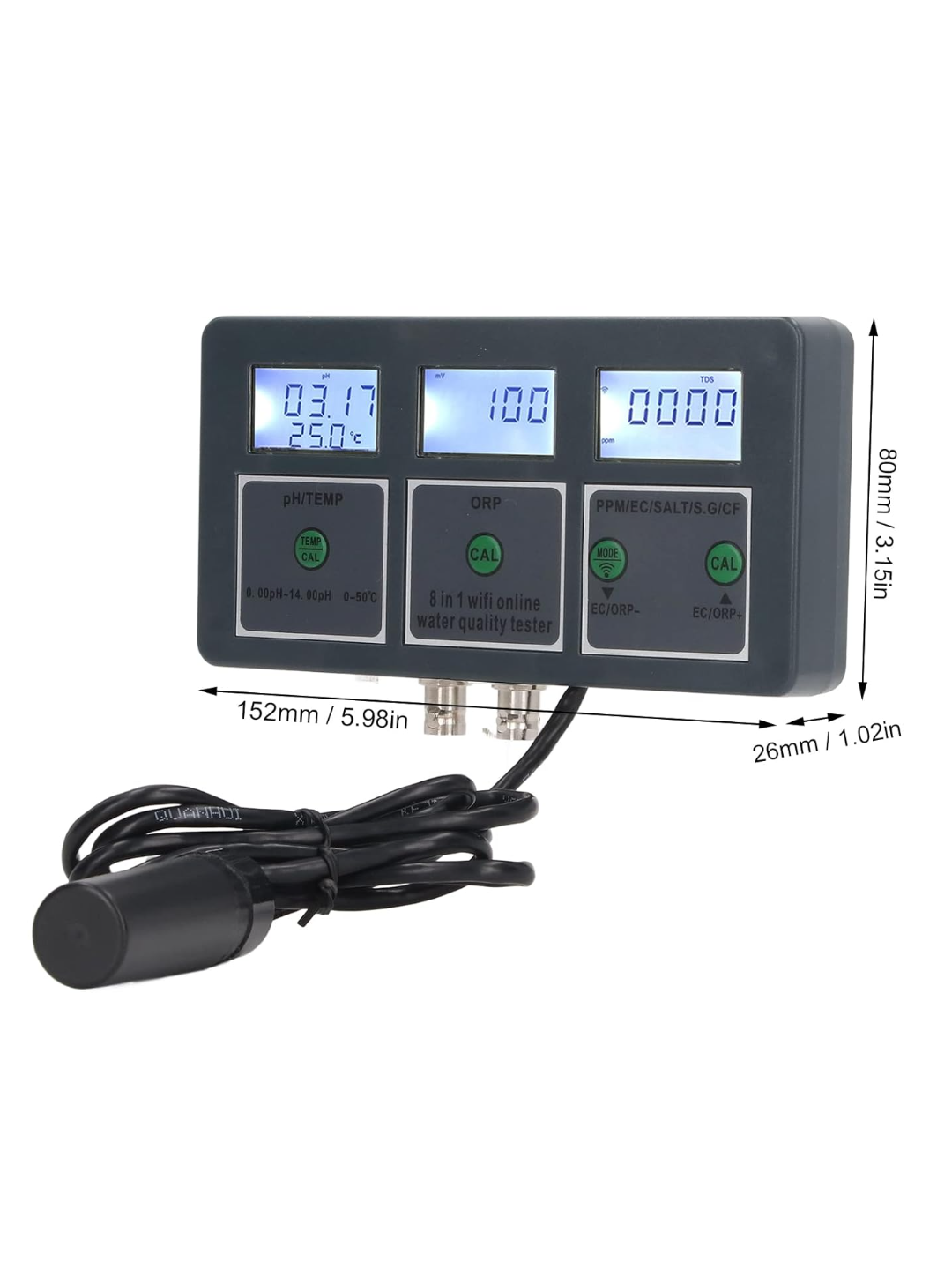 PH метр тестер качества воды 8-в-1 с системой мониторинга через приложение в WiFi