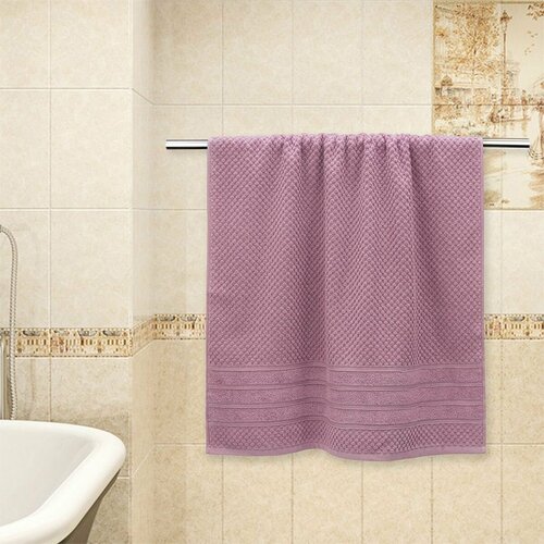 Махровое полотенце Валдорф 50х80 см, банное / для ванной / пляжное / гостевое/ подарочное/ 100% хлопок / цвет розовый / 1 шт