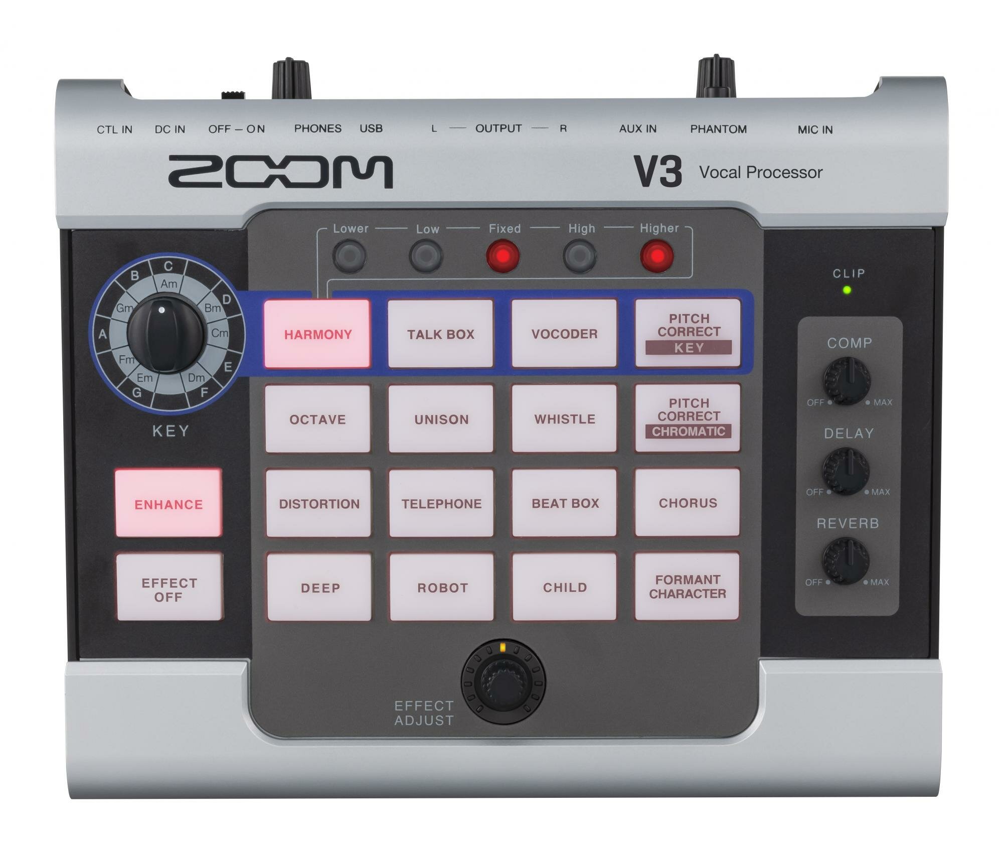 Zoom V3 Вокальный процессор, 16 вокальных эффектов, Режим аудиоинтерфейса