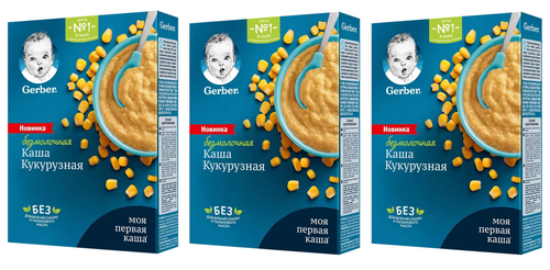 Каша сухая безмолочная Gerber кукурузная 180г 3 коробочки