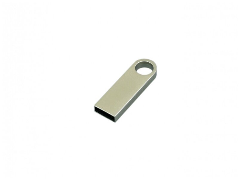Компактная металлическая флешка с круглым отверстием (64 Гб / GB USB 3.0 Серебро/Silver mini3 Брелок стиль)