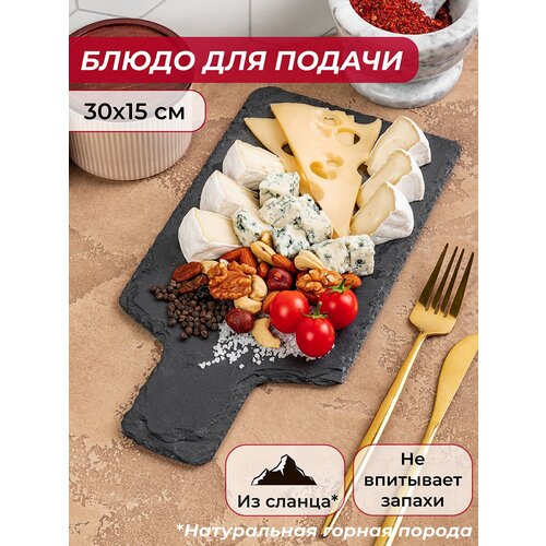 Блюдо сервировочное прямоугольное 30*15*0,6 см, с ручкой