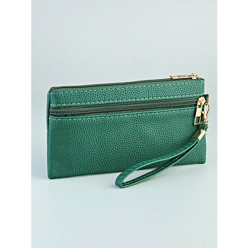 Кошелек , экокожа, на молнии, зеленый