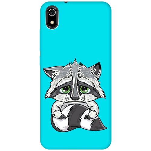 Матовый чехол Sad Raccoon для Xiaomi Redmi 7A / Сяоми Редми 7А с 3D эффектом бирюзовый матовый чехол camomiles для xiaomi redmi 7a сяоми редми 7а с 3d эффектом бирюзовый