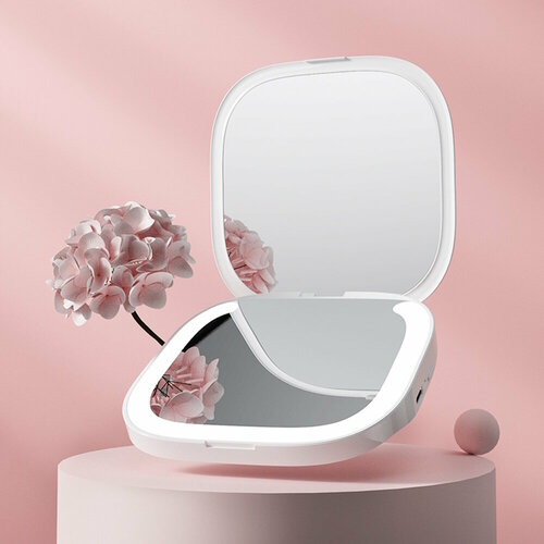 Карманное зеркало для макияжа с подсветкой и увеличением Jordan&Judy LED Makeup Mirror M18 (русская версия)