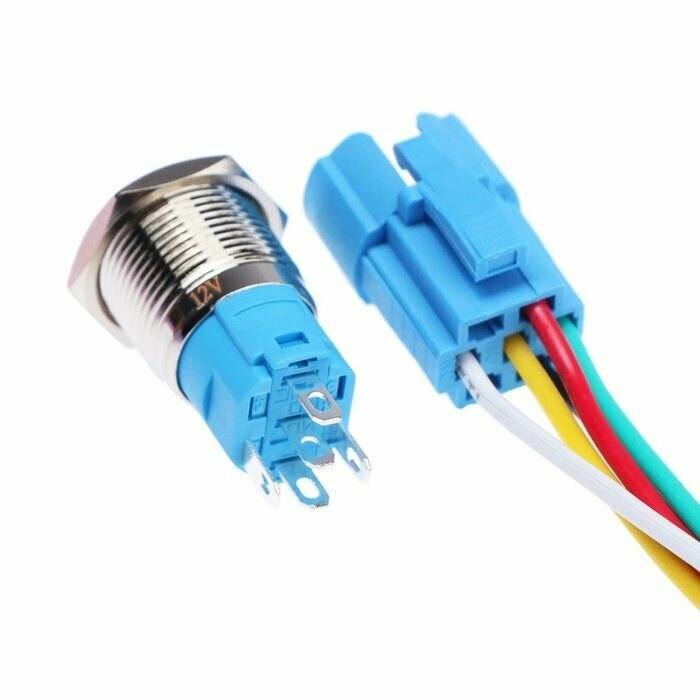 Выключатель, 12 В, 3 А, 5 pin, IP67, d 16мм, провод 15 см, синий - фотография № 10