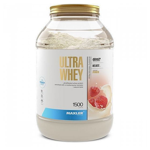 Протеин Maxler Ultra Whey, 1500 гр., клубничный молочный коктейль протеин maxler ultra whey 450 гр банановый молочный коктейль