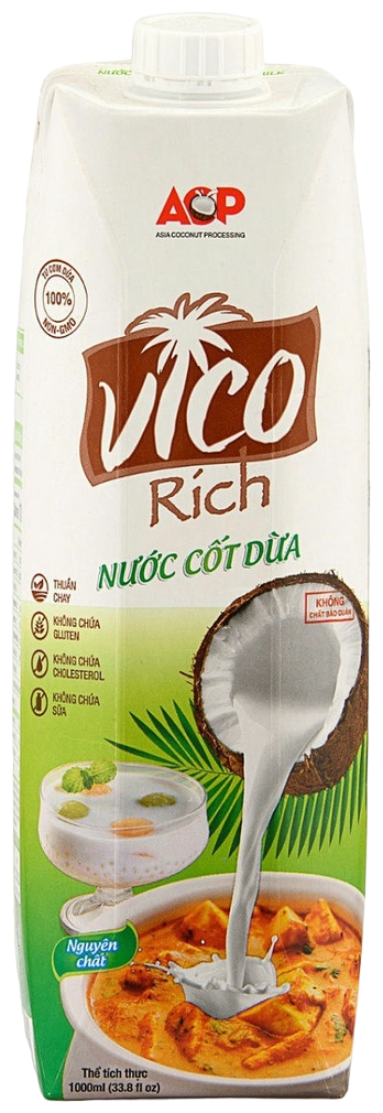 Молоко кокосовое органическое "Vico rich" 16%-19%, 1 л - фотография № 2