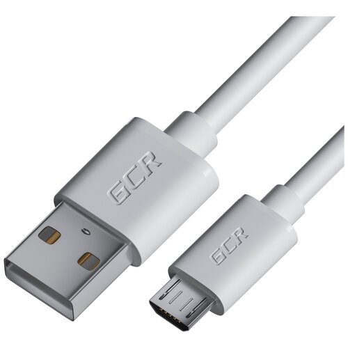 Кабель GCR USB - microUSB (GCR-UA1U), 0.15 м, белый gcr qc кабель gcr 1 0m microusb быстрая зарядка триколор россия белый пвх 28 24 awg 54973