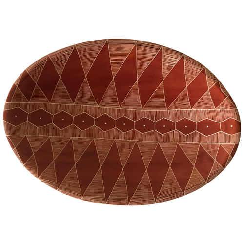 фото Африканская овальная каменная тарелка ручной работы "загадочные древние узоры №2" rafco fulfillment solutions
