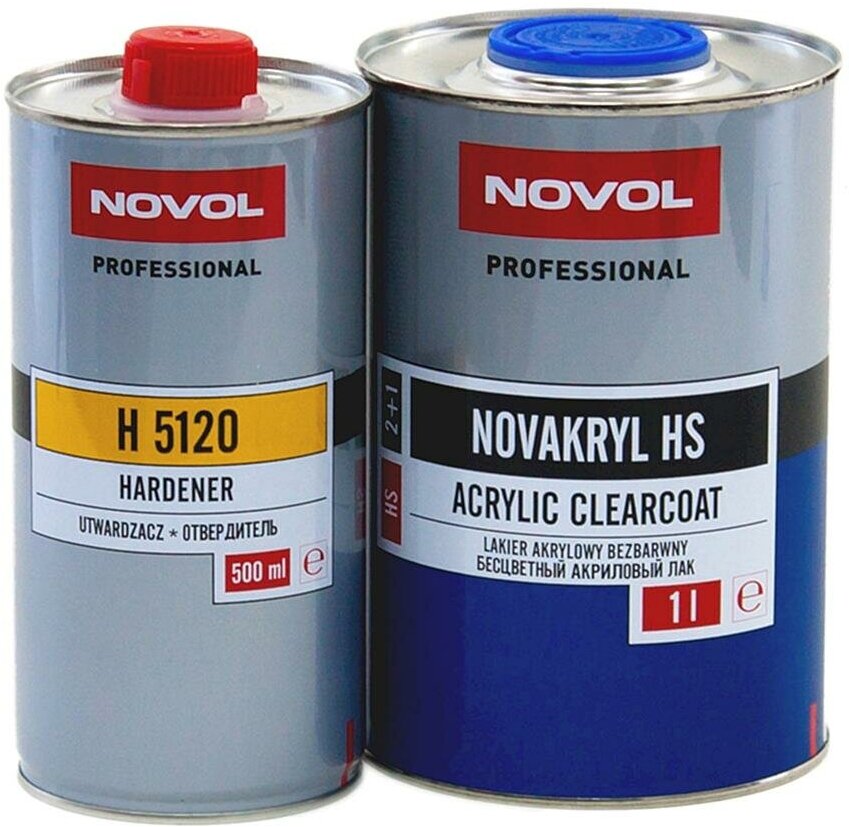 Лак акриловый Novol Novakryl HS 2+1 Acrylic Clearcoat 1 л. с отвердителем 0,5 л.