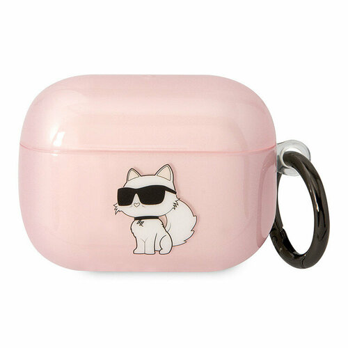 Чехол Lagerfeld TPU with ring NFT Choupette Translucent для Airpods Pro, розовый